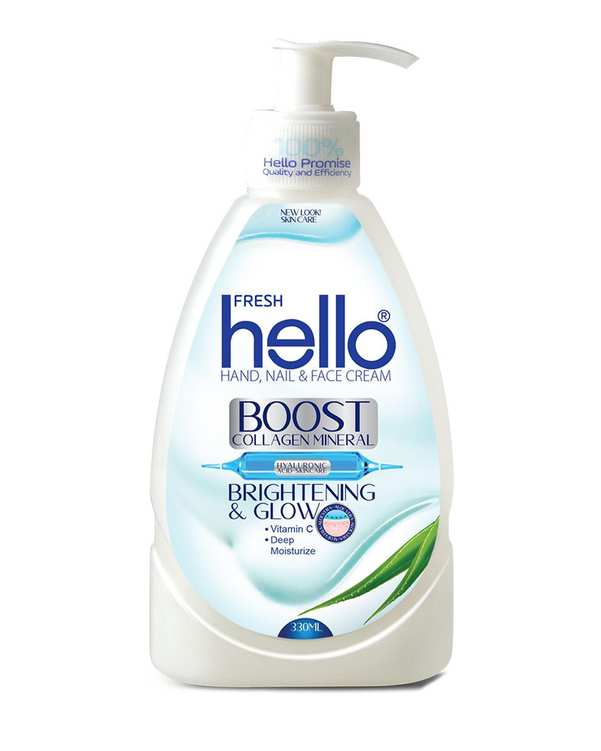 کرم پمپی مرطوب کننده دست و صورت هلو فرش Hello Fresh حاوی عصاره آلوئه ورا 370ml