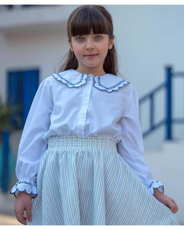 شومیز دخترانه بیسیک سفید ملورینا Melorina کد 9161