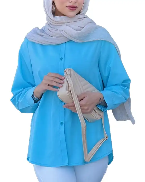 شومیز زنانه آبی روشن کد 17286