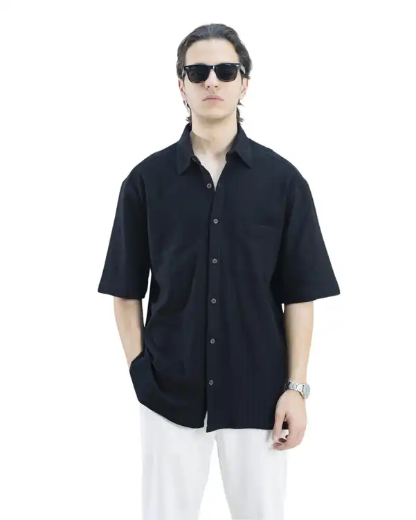 پیراهن مردانه مشکی نفیر ور Nafir Wear مدل پراگ کد 1237303