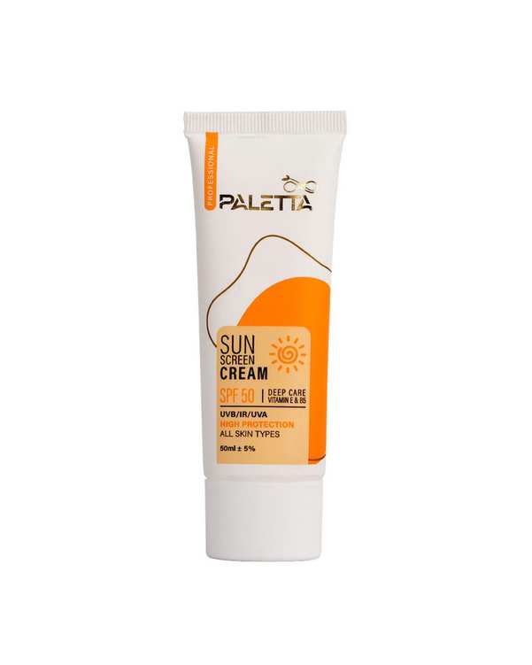 کرم ضد آفتاب بی رنگ SPF50 پالتا Paletta مدل High protection مناسب انواع پوست حجم 50ml