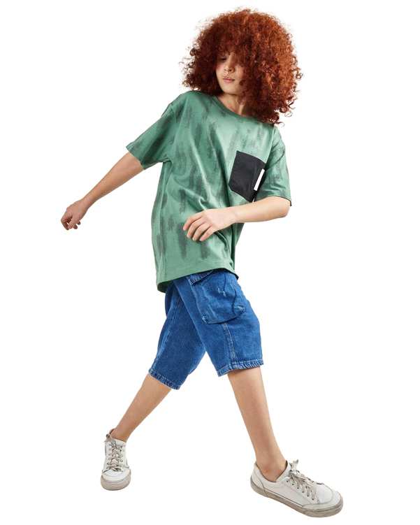 تی شرت پسرانه سبز الیزا کیدز Eliza Kids کد 480 مدل TC شطرنجی