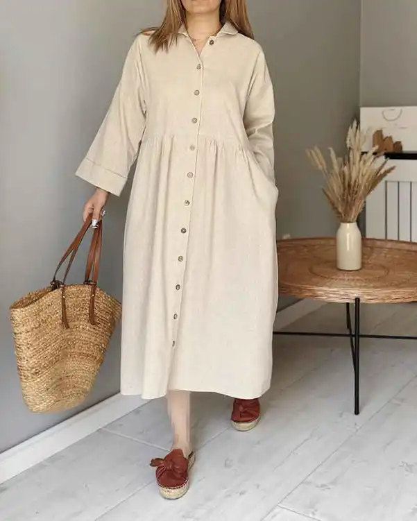 پیراهن زنانه خاکی نگار ندایی Negar Nedaei مدل Aila