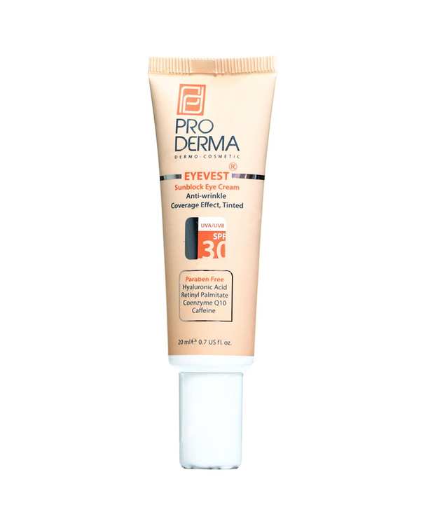 کرم پوشاننده و ضد چروک رنگی دور چشم SPF30 پرودرما Proderma بژ طبیعی 20ml