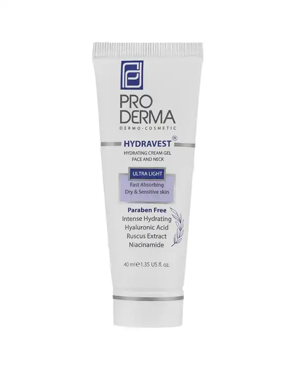 کرم ژل آبرسان صورت و گردن پرودرما Proderma مدل Hydravest حجم 40ml