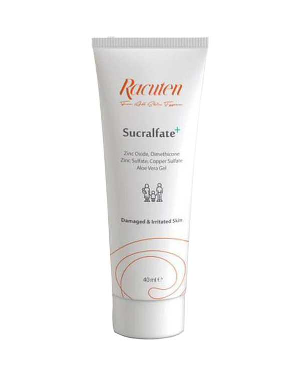 کرم ترمیم کننده پوست صورت و بدن راکوتن Racuten مدل Sucralfate مناسب پوست آسیب دیده 40ml