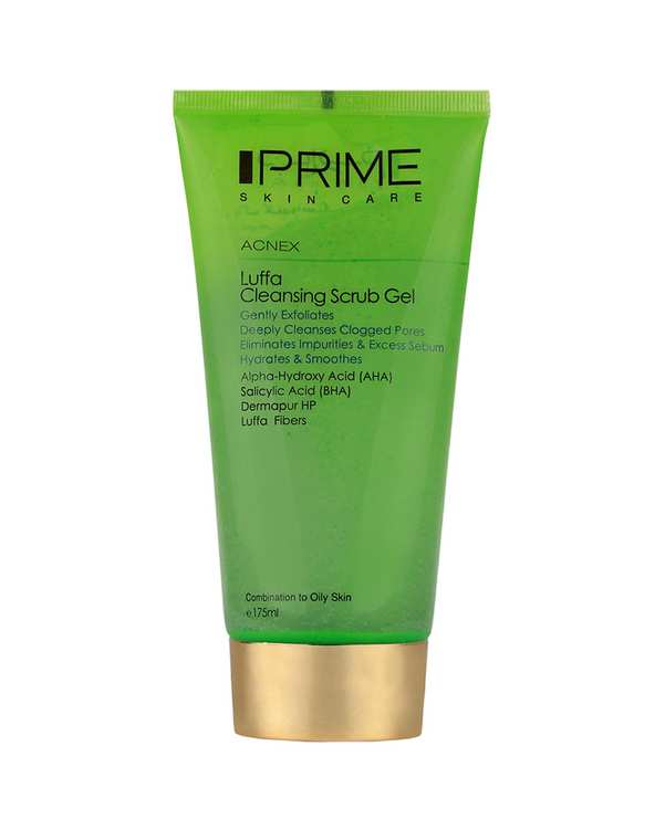 ژل اسکراب پاک کننده صورت لوفا پرایم Prime مناسب پوست های مختلط و چرب