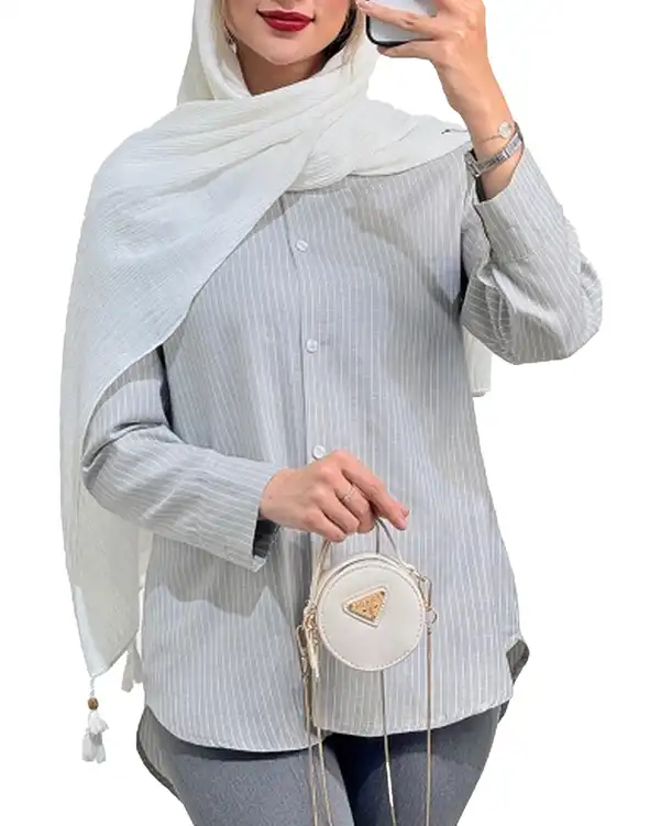 شومیز زنانه طوسی روشن کد 18985