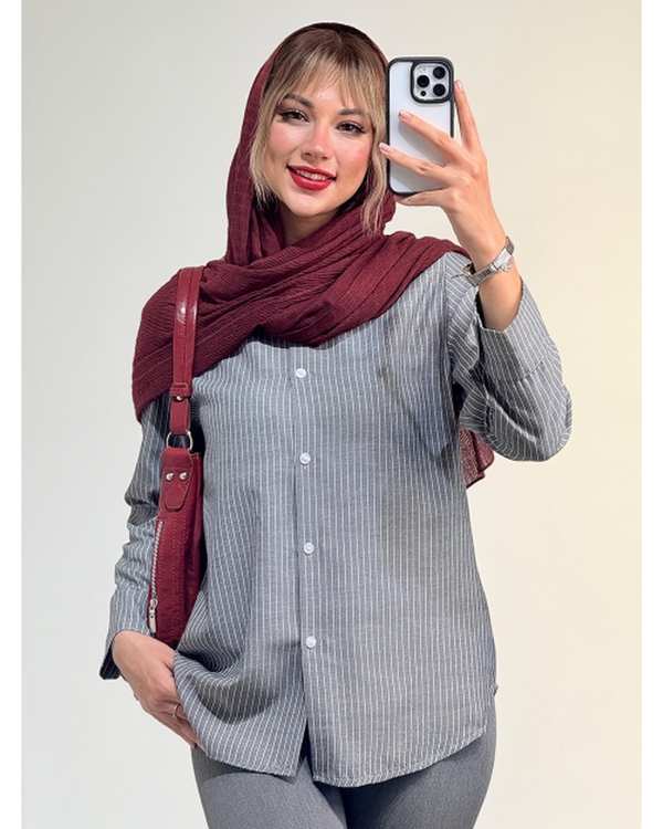 شومیز زنانه راه راه کد 18985 - تصویر 2