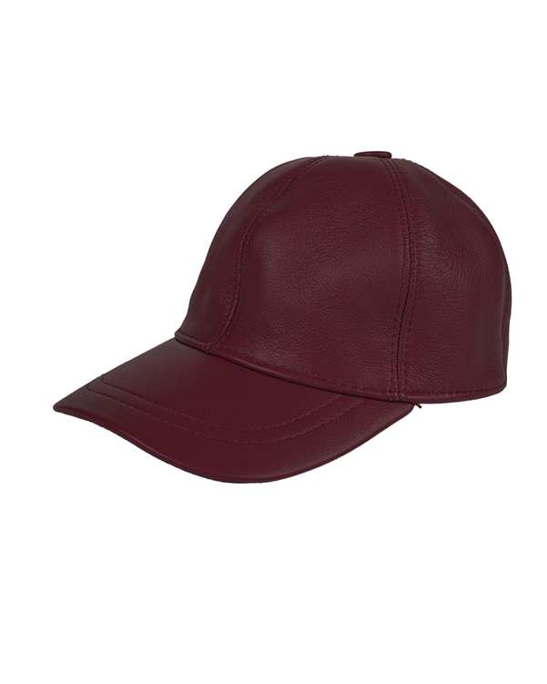 کلاه کپ چرم طبیعی زرشکی بیسراک Bisrak مدل HL-101N-70