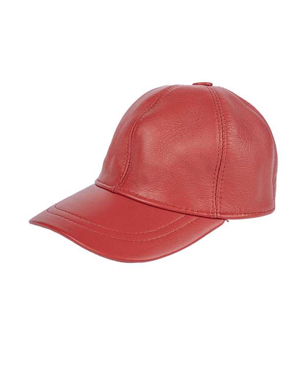 کلاه کپ چرم طبیعی قرمز بیسراک Bisrak مدل HL-101N-72