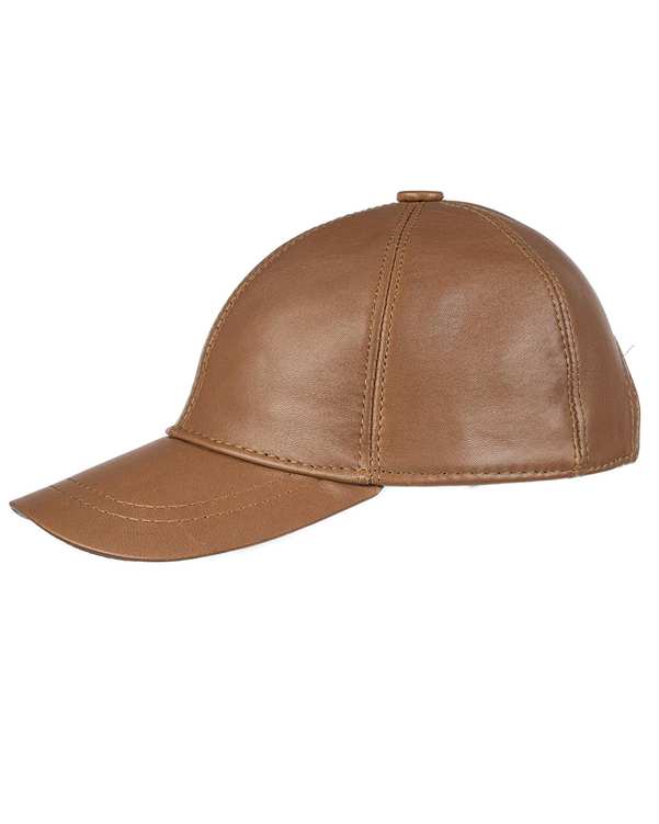 کلاه کپ چرم طبیعی عسلی روشن بیسراک Bisrak مدل CH3506