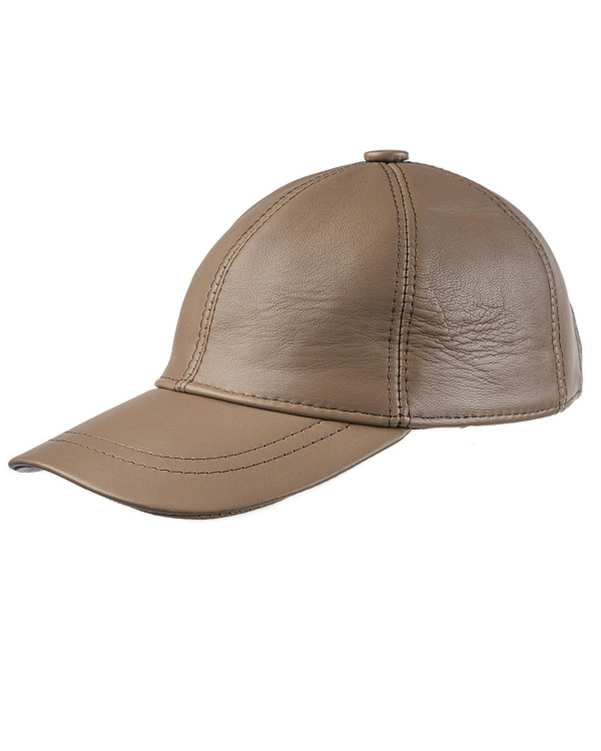 کلاه کپ چرم طبیعی عسلی تیره بیسراک Bisrak مدل HL-101N-104
