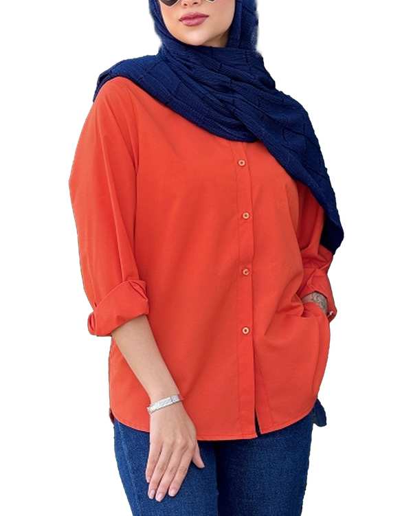 شومیز زنانه نارنجی بیسیک کد 17286