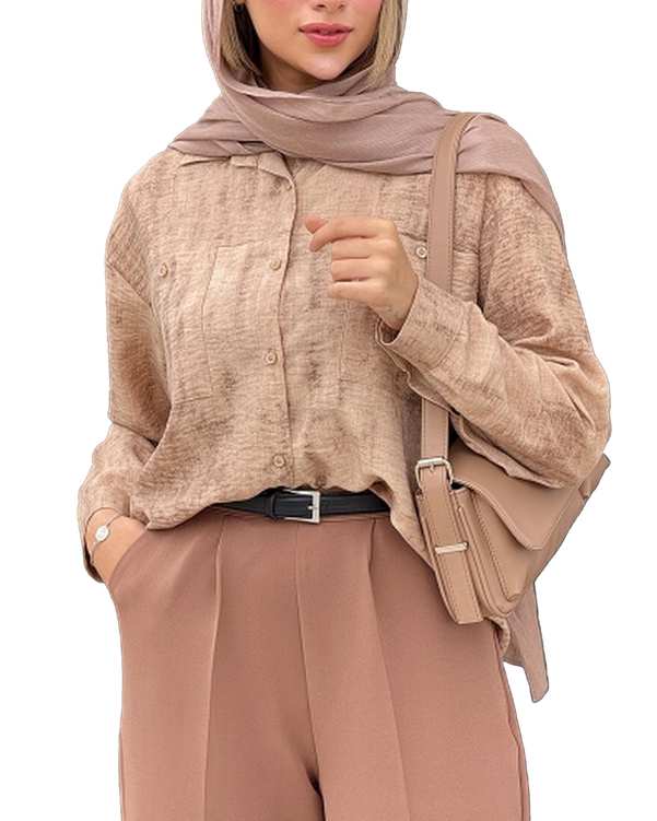 شومیز زنانه نسکافه ای کد 18672 طرح صوفیا