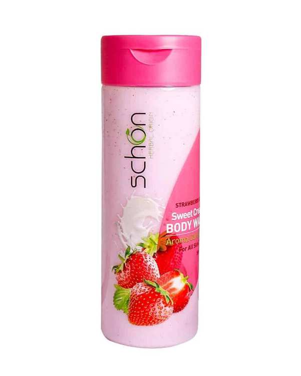 شامپو بدن کرمی شیر و توت فرنگی شون Schon حجم 300ml