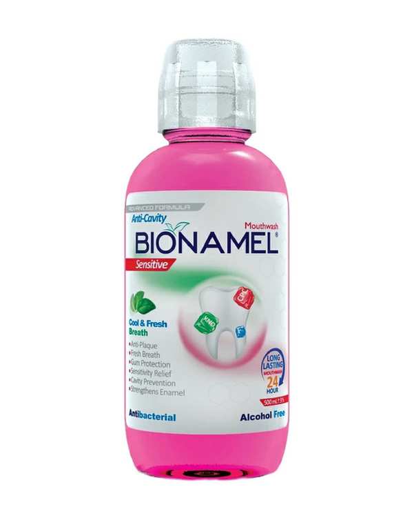 دهانشویه لثه و دندان بایونمل Bionamel مدل Sensitive مناسب لثه و دندان حساس حجم 500ml