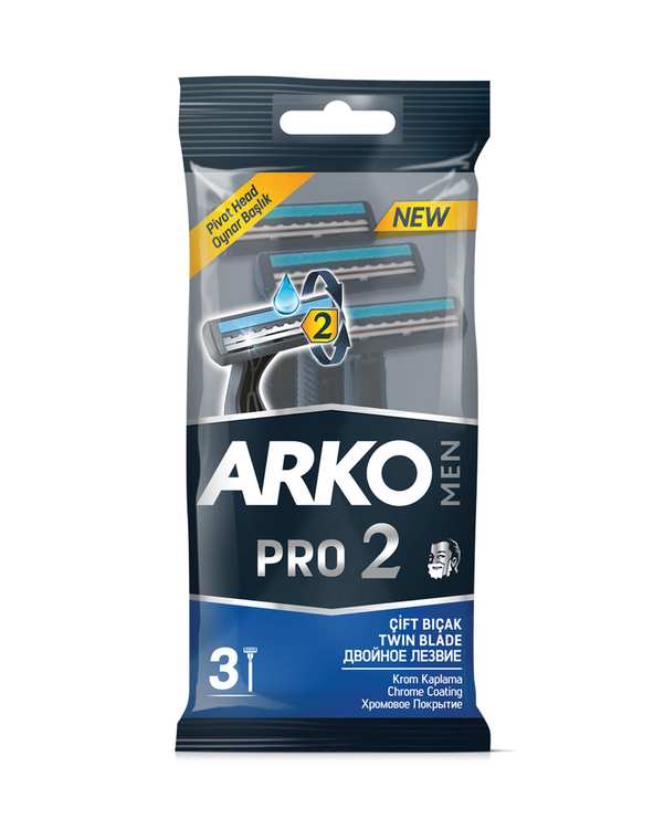 خودتراش مردانه دو لبه صابون دار آرکو Arko بسته 3 عددی