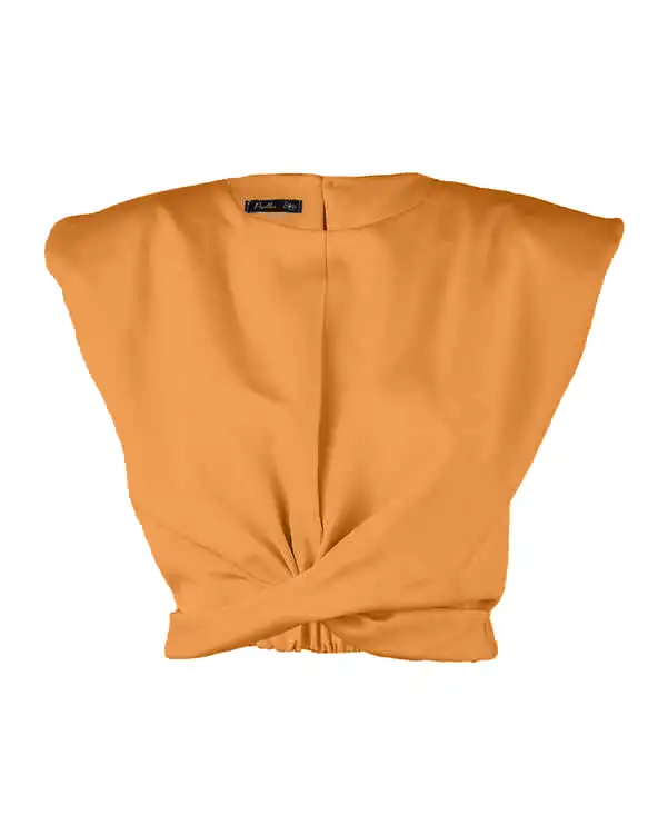 تاپ زنانه کراپ پایین گره خردلی پاپیلون Papillon