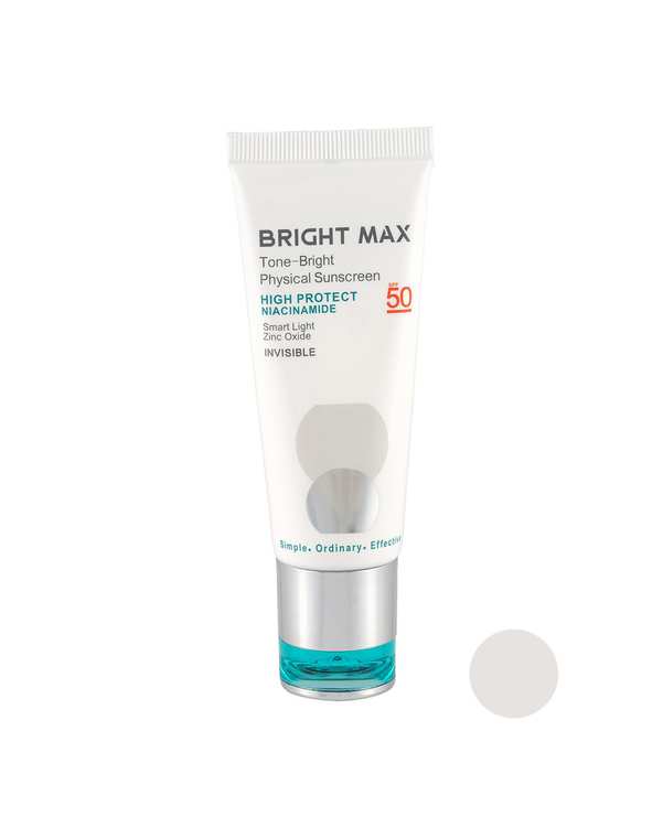 ضد آفتاب بی رنگ SPF50 فیزیکال برایت مکس Bright Max مدل Tone Bright حجم 40ml