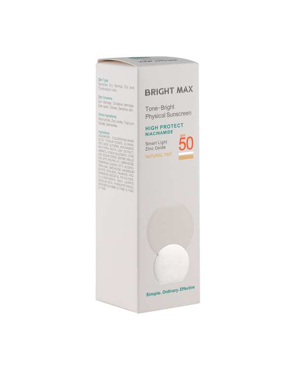 کرم ضد آفتاب رنگی SPF50 فیزیکال تن برایت مکس Bright Max رنگ طبیعی حجم 40ml - تصویر 7