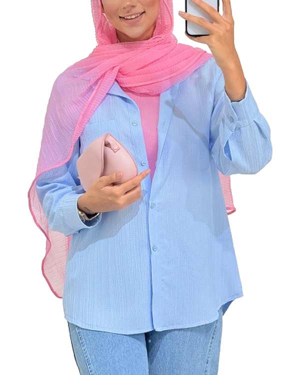 شومیز زنانه آبی کد 18978