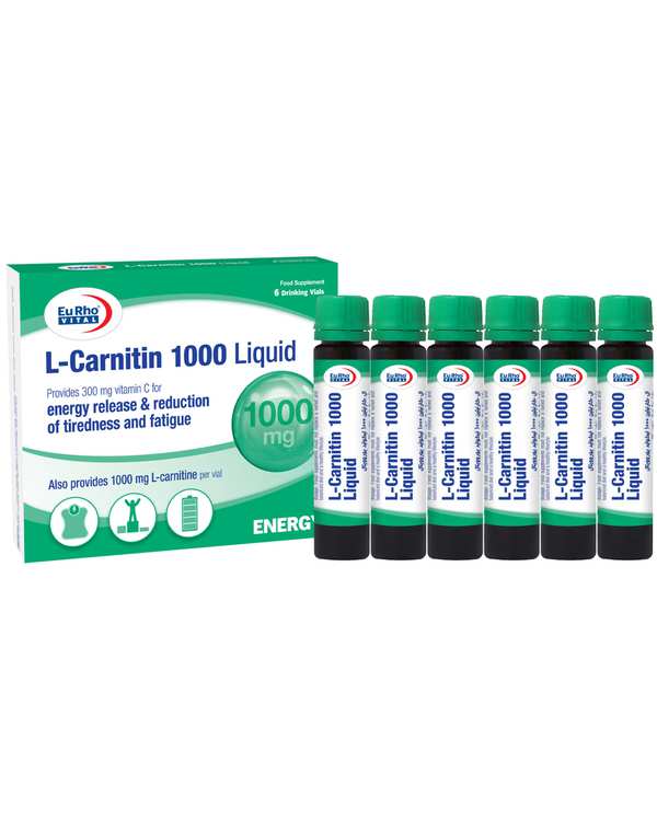 ویال خوراکی ال کارنیتین 1000 یوروویتال بسته 6 عددی