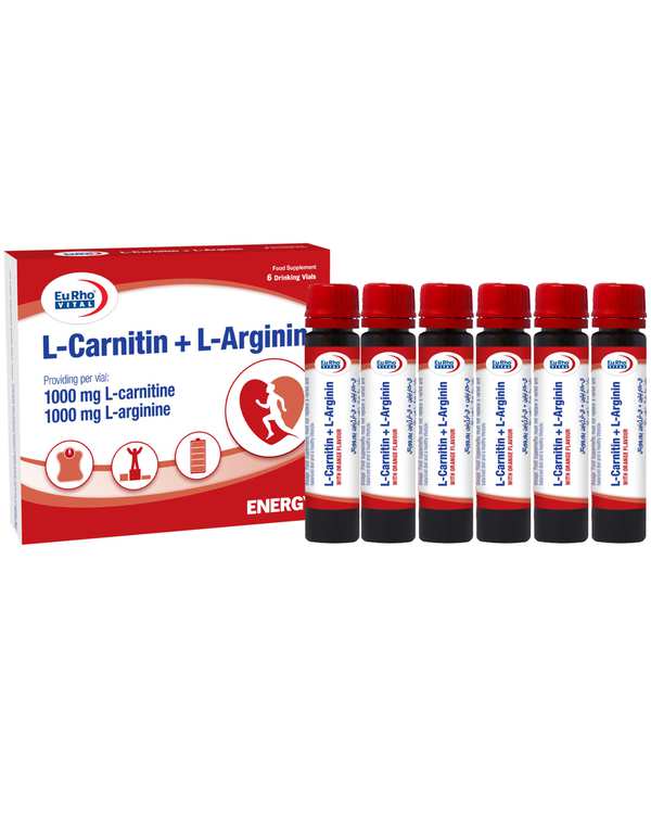 ویال خوراکی ال کارنیتین پلاس ال آرژینین یوروویتال بسته 6 عددی