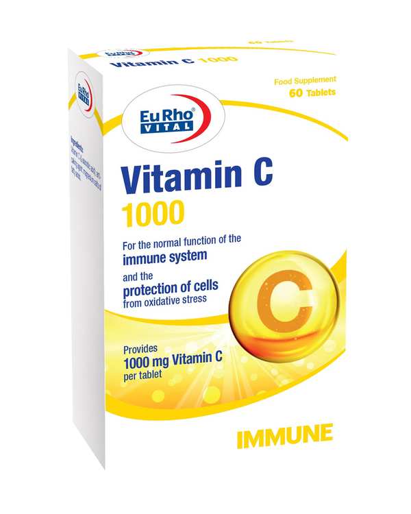 قرص ویتامین C 1000 میلی گرم یوروویتال بسته 60 عددی