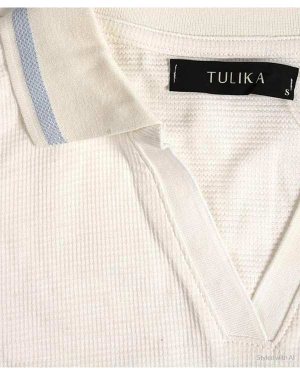 پولوشرت زنانه بیسکویتی سفید تولیکا Tulika کد 81120 - تصویر 3