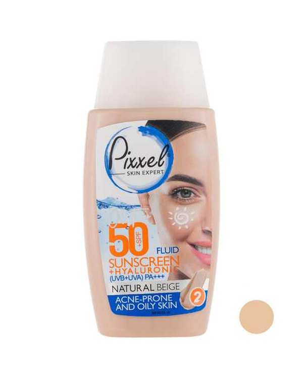 کرم ضد آفتاب رنگی SPF50 پیکسل Pixxle مناسب پوست چرب و دارای جوش رنگ بژ طبیعی حجم 50ml