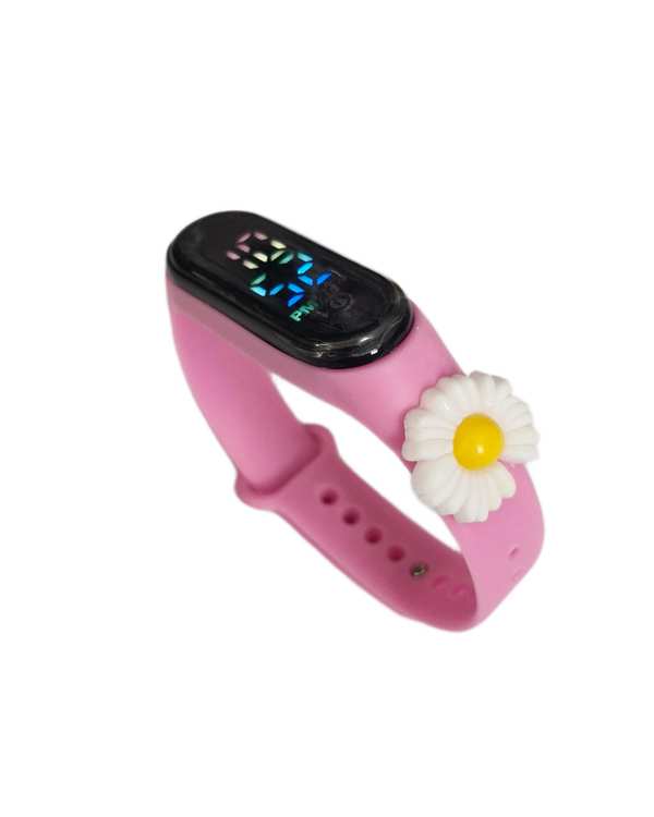 ساعت مچی دیجیتال بچگانه صورتی دلربا Delroba طرح گل کد BZM97 - تصویر 2