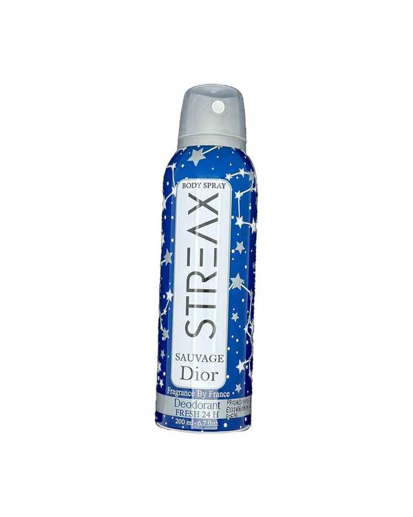 اسپری بدن مردانه استریکس Streax رایحه SAUVAGE DIOR حجم 200ml