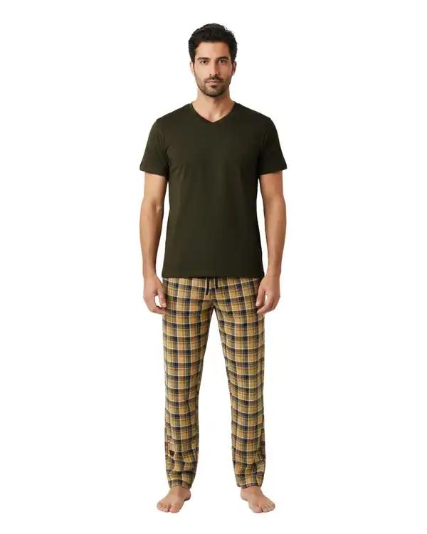 ست تی شرت و شلوار راحتی مردانه سبز ارتشی پاتر Potter کد 148