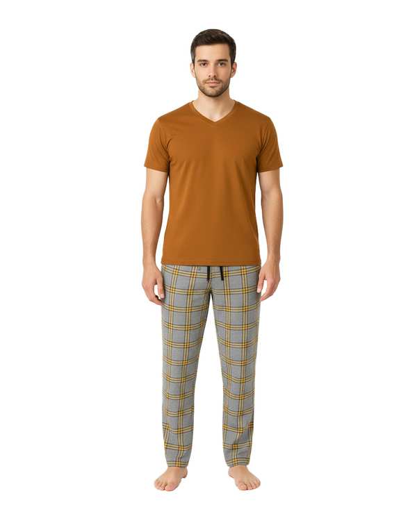 ست تی شرت و شلوار راحتی مردانه خردلی پاتر Potter کد 148