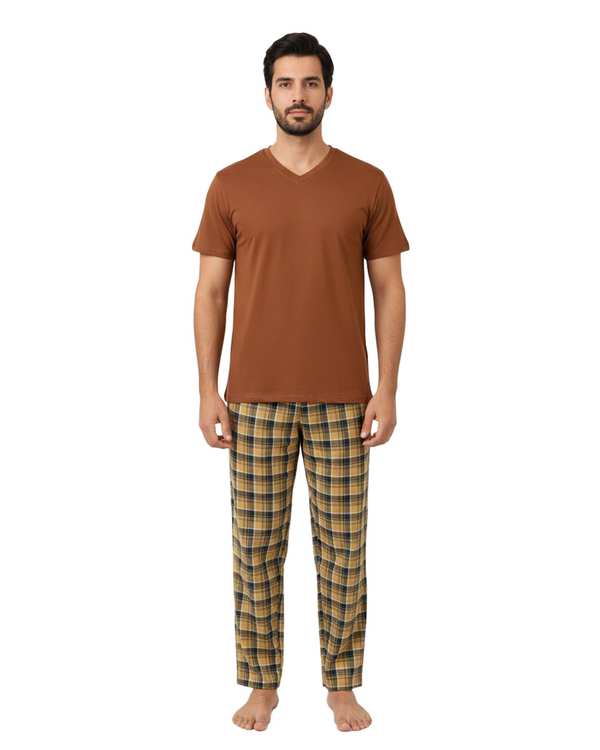 ست تی شرت و شلوار راحتی مردانه قهوه ای پاتر Potter کد 148
