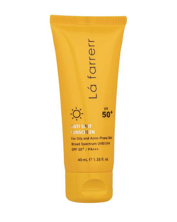 کرم ضد آفتاب و ضد لک بی رنگ SPF50 لافارر La Farrerr مناسب پوست چرب حجم 40ml