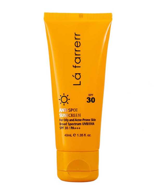 کرم ضد آفتاب و ضد لک بی رنگ SPF30 لافارر La Farrerr مناسب پوست چرب و دارای آکنه حجم 40ml