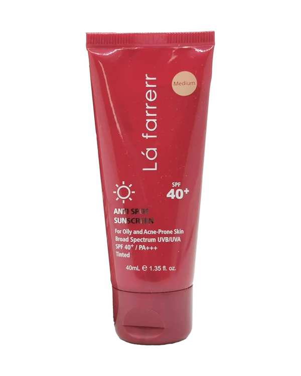 کرم ضد آفتاب و ضد لک رنگی SPF40 لافارر La Farrerr مناسب پوست چرب و دارای آکنه رنگ متوسط