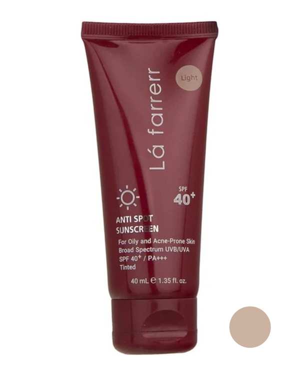 کرم ضد آفتاب و ضد لک رنگی SPF40 لافارر La Farrerr مناسب پوست چرب و دارای آکنه رنگ روشن