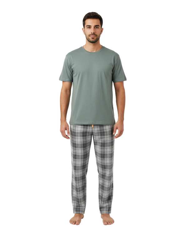 ست تی شرت و شلوار راحتی مردانه سبز طوسی پاتر Potter کد 849