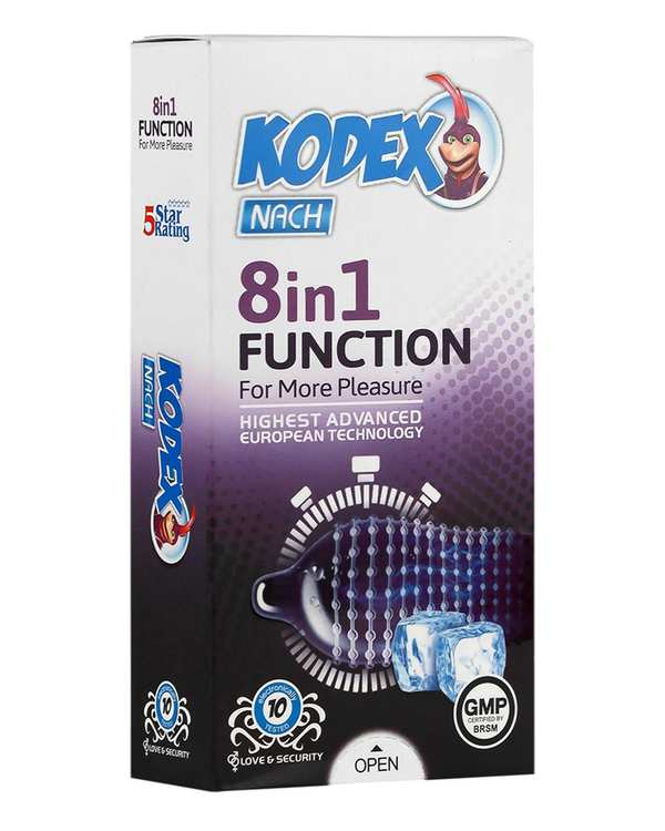 کاندوم کدکس تاخیری خاردار کدکس Kodex مدل فانکشن FUNCTION 8in1