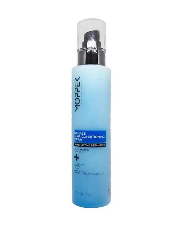 اسپری مو دو فاز آبرسان موپک Moppek حاوی روغن بادام شیرین حجم 250ml
