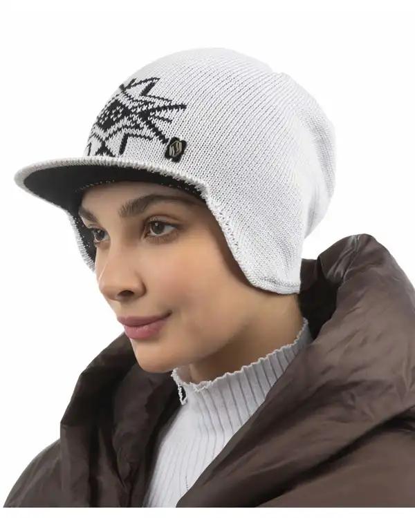 کلاه بافت رو گوشی طوسی روشن تارتن Tartan مدل گل کد 101400128