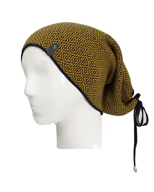 کلاه بافت سرمه ای زرد تارتن Tartan مدل هندسی کد 104000118