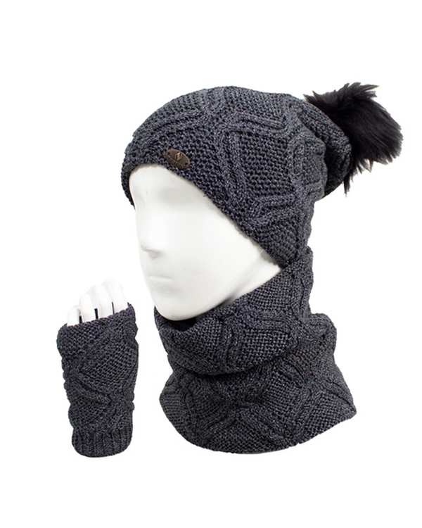 ست کلاه و شال گردن و دستکش مشکی مولینه تارتن Tartan کد 333113206