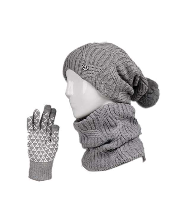 ست کلاه و شال گردن و دستکش طوسی تارتن Tartan کد 333114406