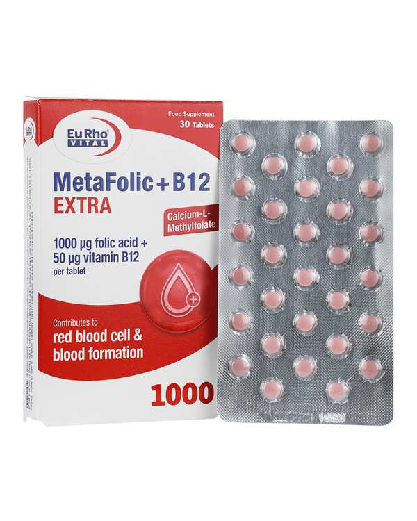 قرص متافولیک پلاس ب12 اکسترا یوروویتال بسته 30 عددی