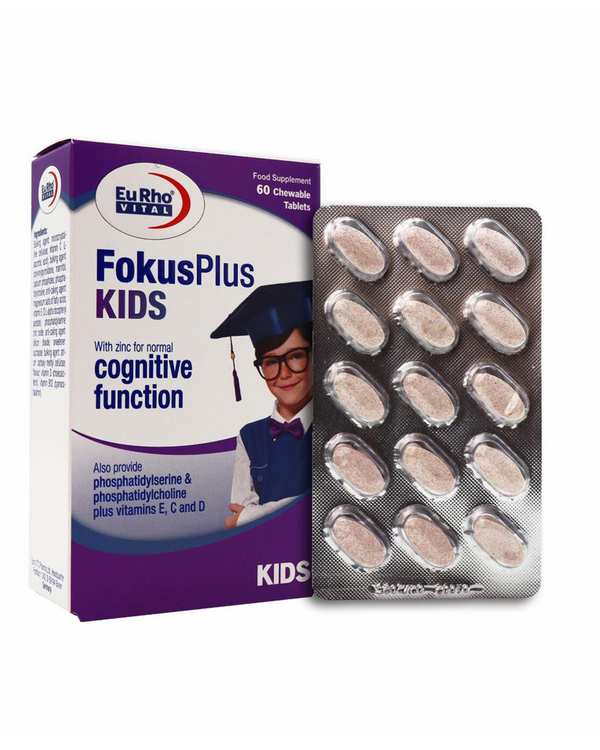 قرص فوکوس پلاس کیدز یوروویتال بسته 60 عددی