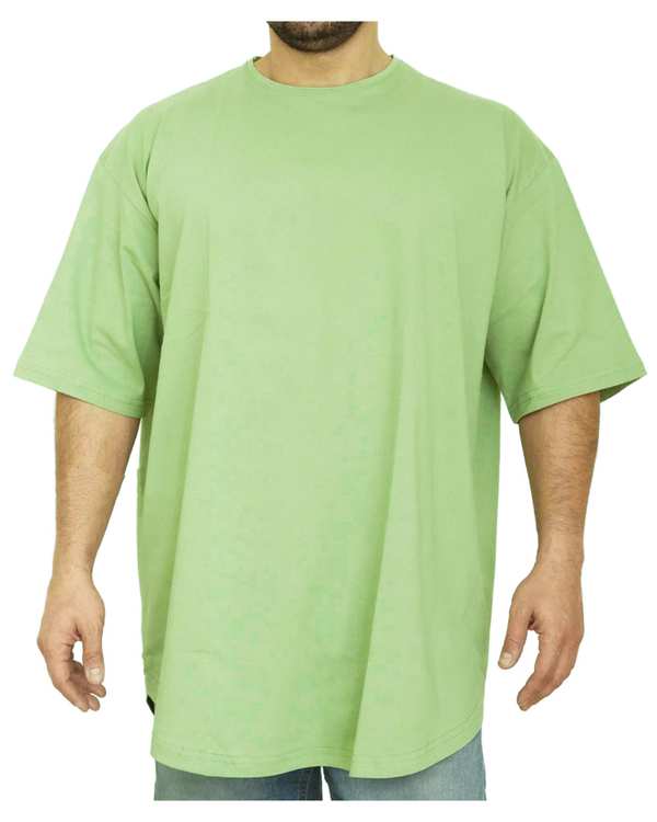 تی شرت مردانه اورسایز سبز پاستیلی سیمپل ورز Simple wears کد TSO690